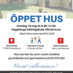 Affisch för öppet hus på Hagaberg 18 maj 2022
