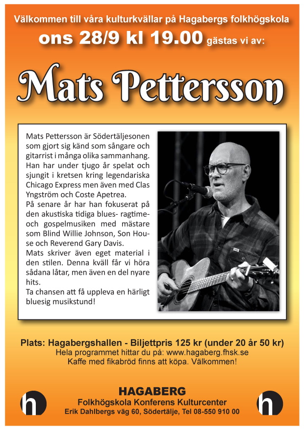 Affisch för kulturkväll med Mats Pettersson
