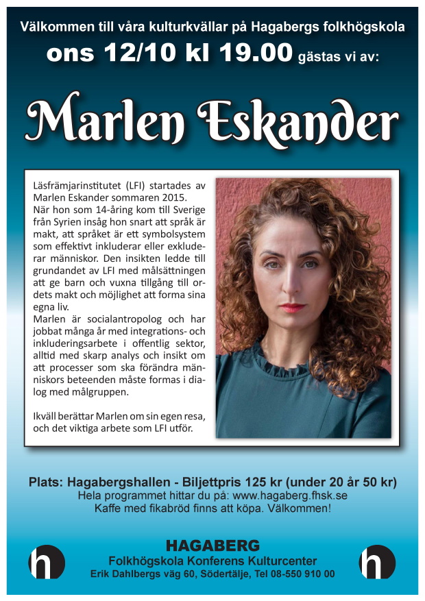 Affisch för kulturkväll med Marlen Eskander