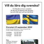 Affisch för kurs för ukrainare som vill lära sig svenska.